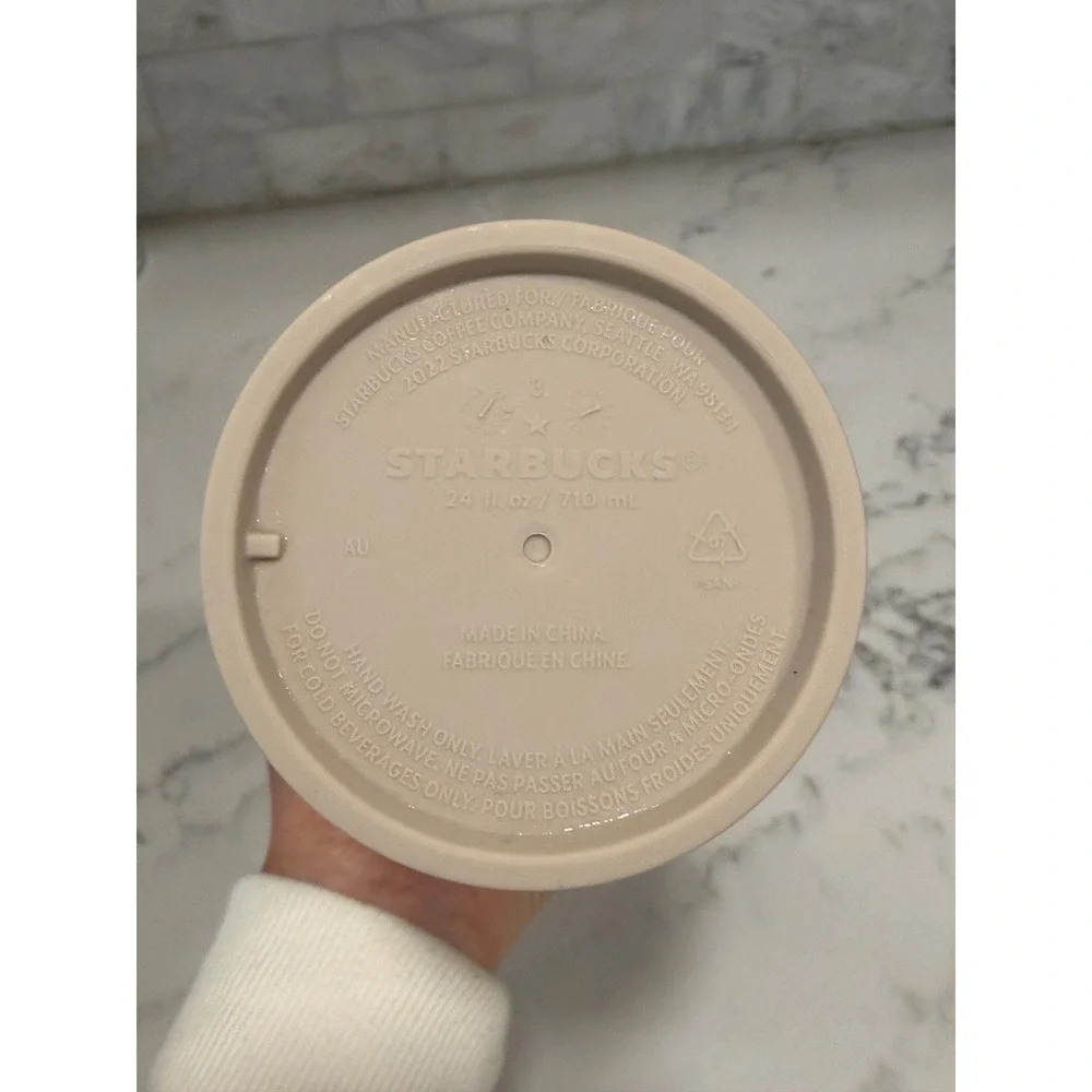 Starbucks 2022 Matte Tan Beige Siren Cold Cup Tumbler with Straw 24oz